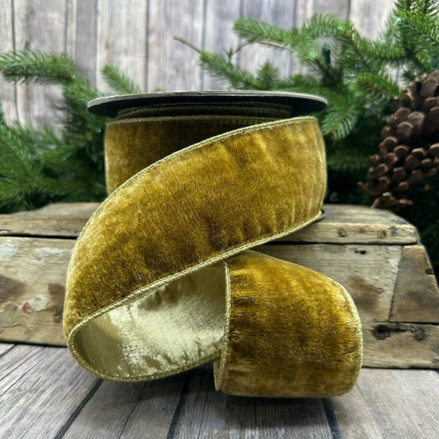 Light Gold Velvet Ribbon 2.5 Inch x 10 Yards