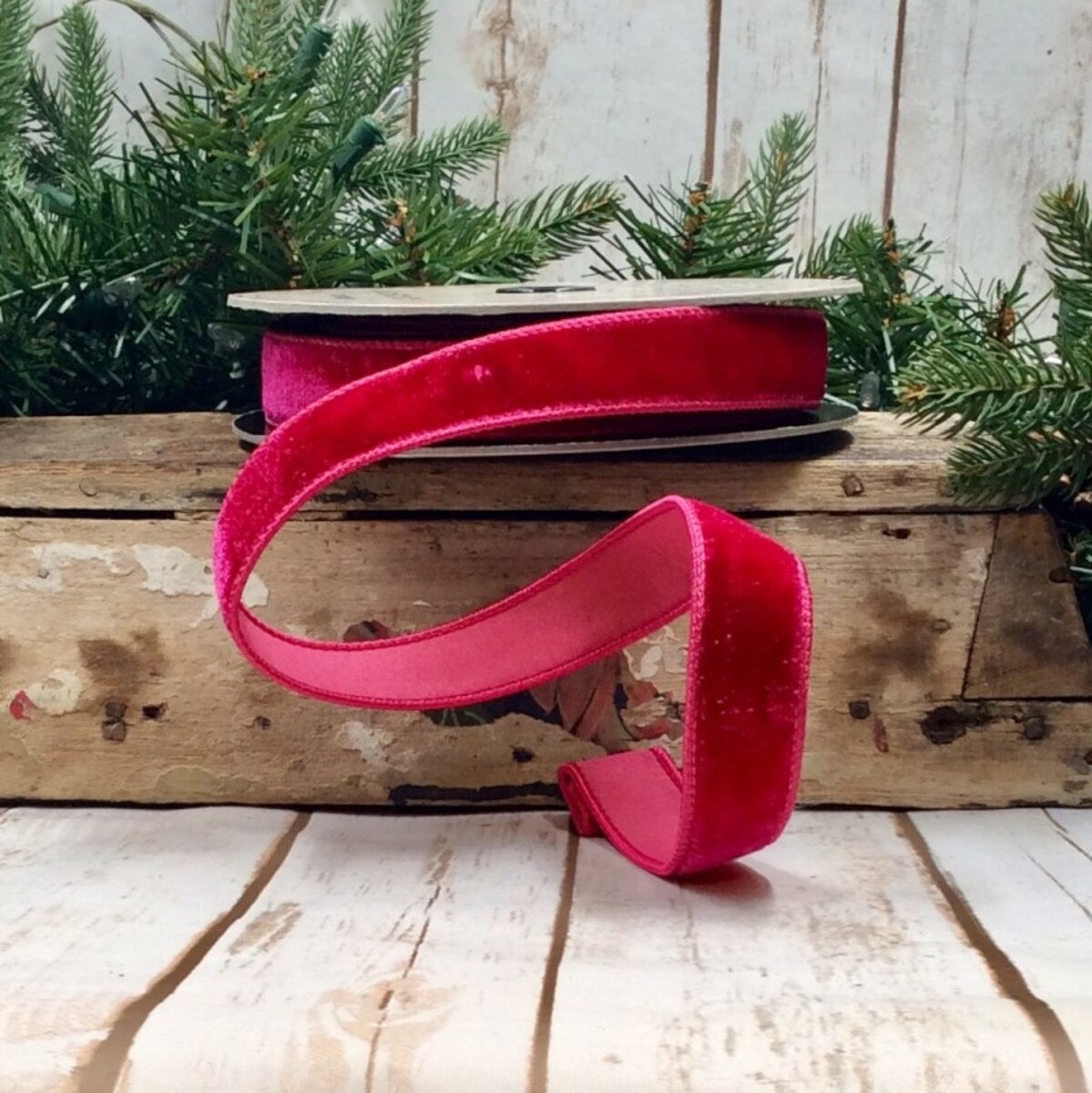 Hot Pink Velvet Taffeta Ribbon 1 Inch x 10 Yards