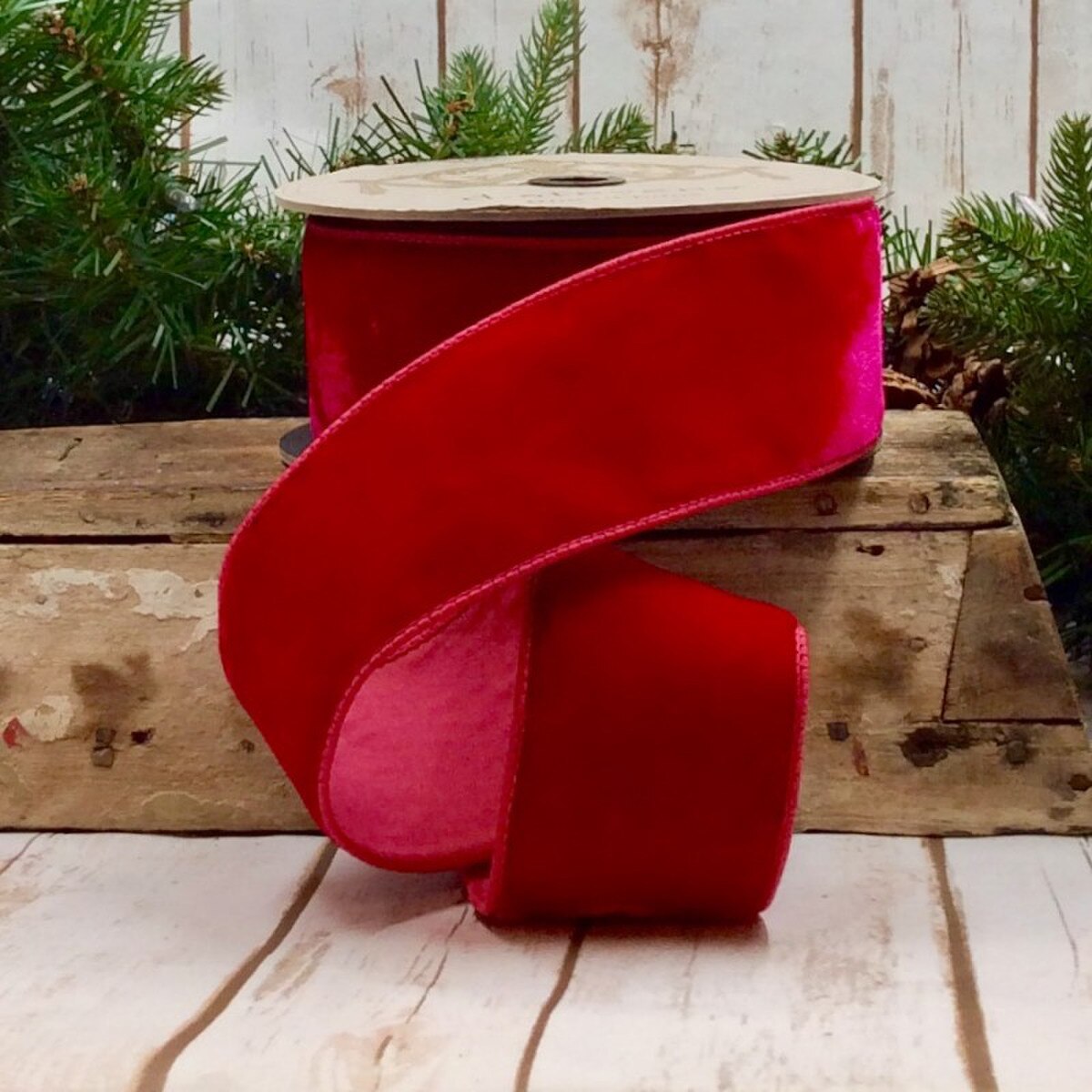 Hot Pink Velvet Coral Taffeta Ribbon 2.5" x 10 Yds