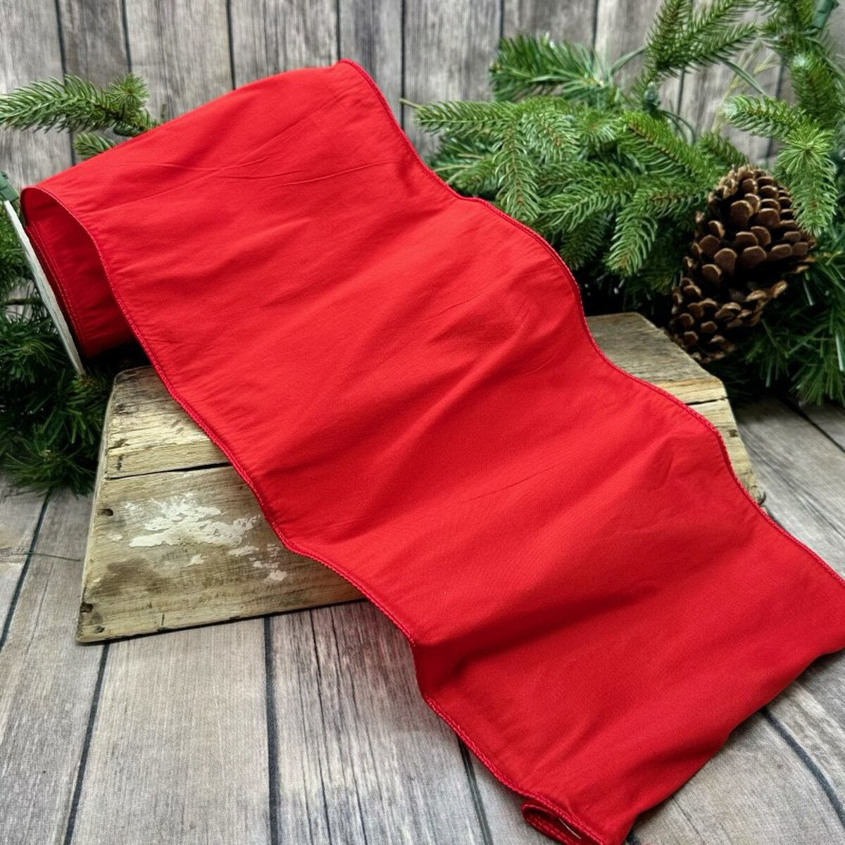 Red Taffeta Edge Ribbon 8 Inch x 10 Yards