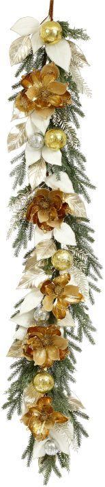 Magnolia Pine Gold Balls Garland - 6 Feet