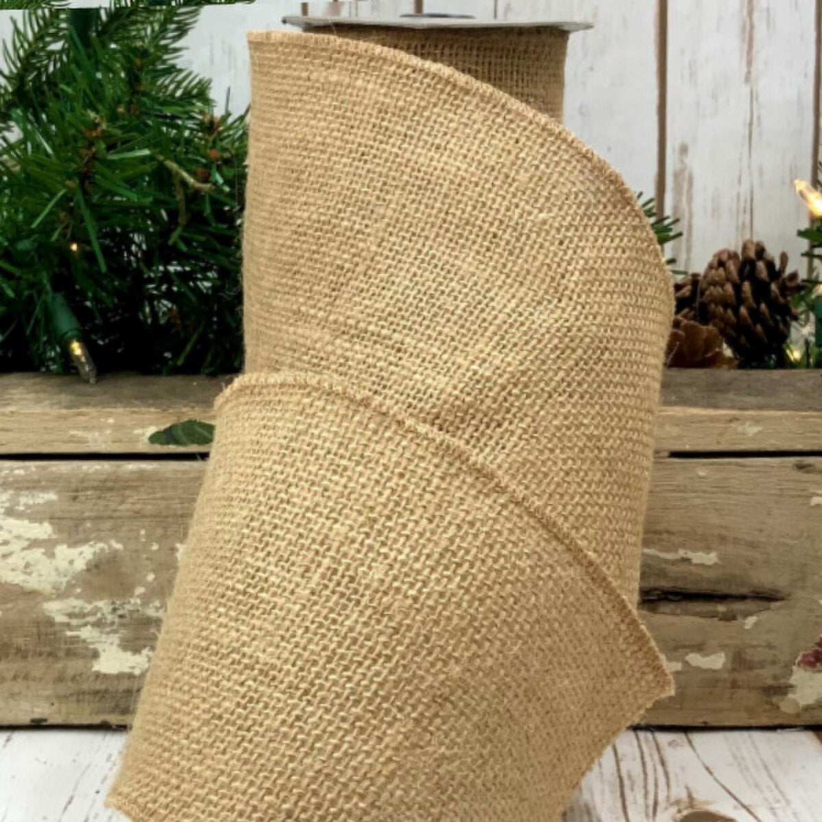 Natural Burlap Ribbon 4 Inch x 10 Yards