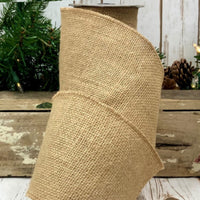 Natural Burlap Ribbon 4 Inch x 10 Yards