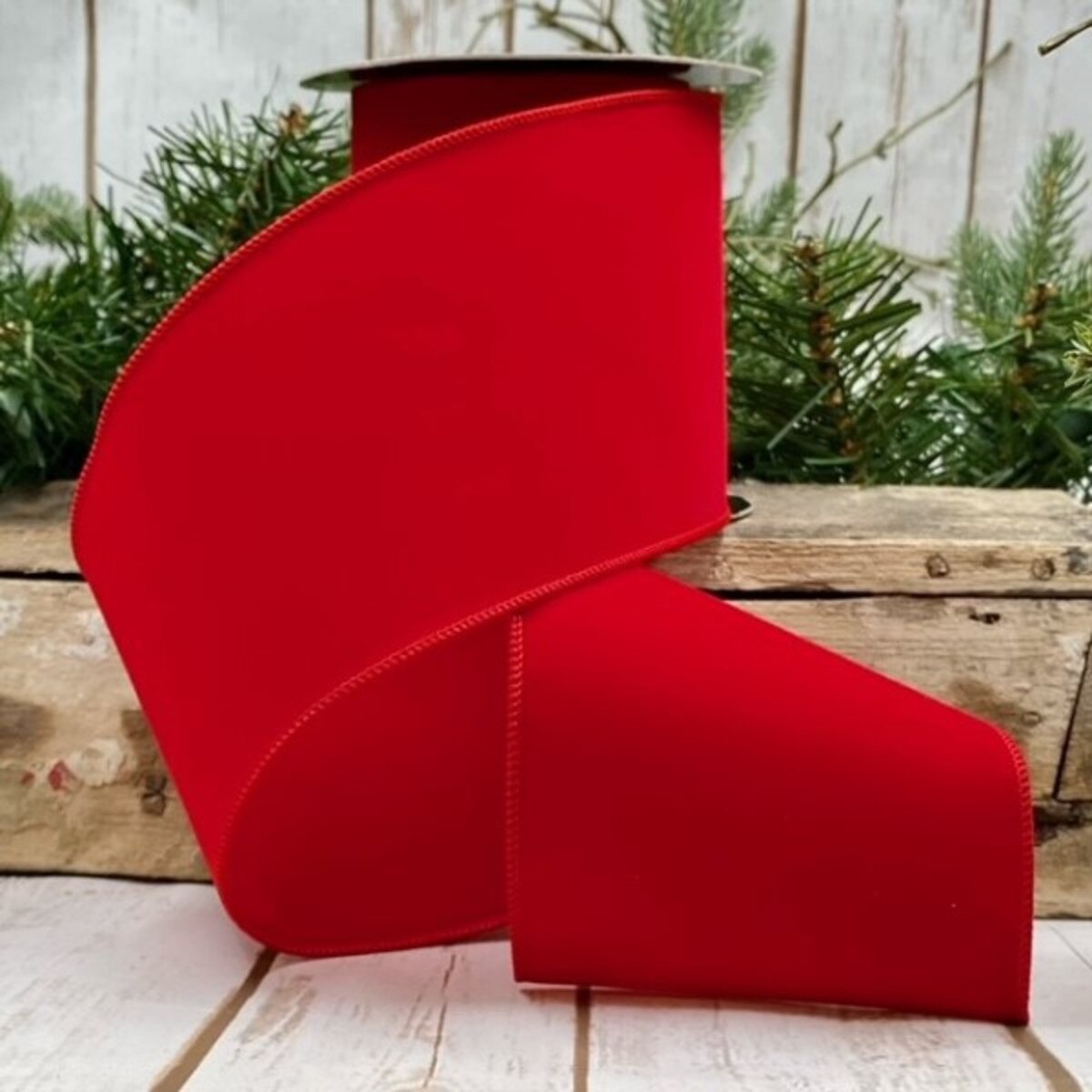 Weather Resistant Red Velvet Ribbon 4 Inch x 10 Yards