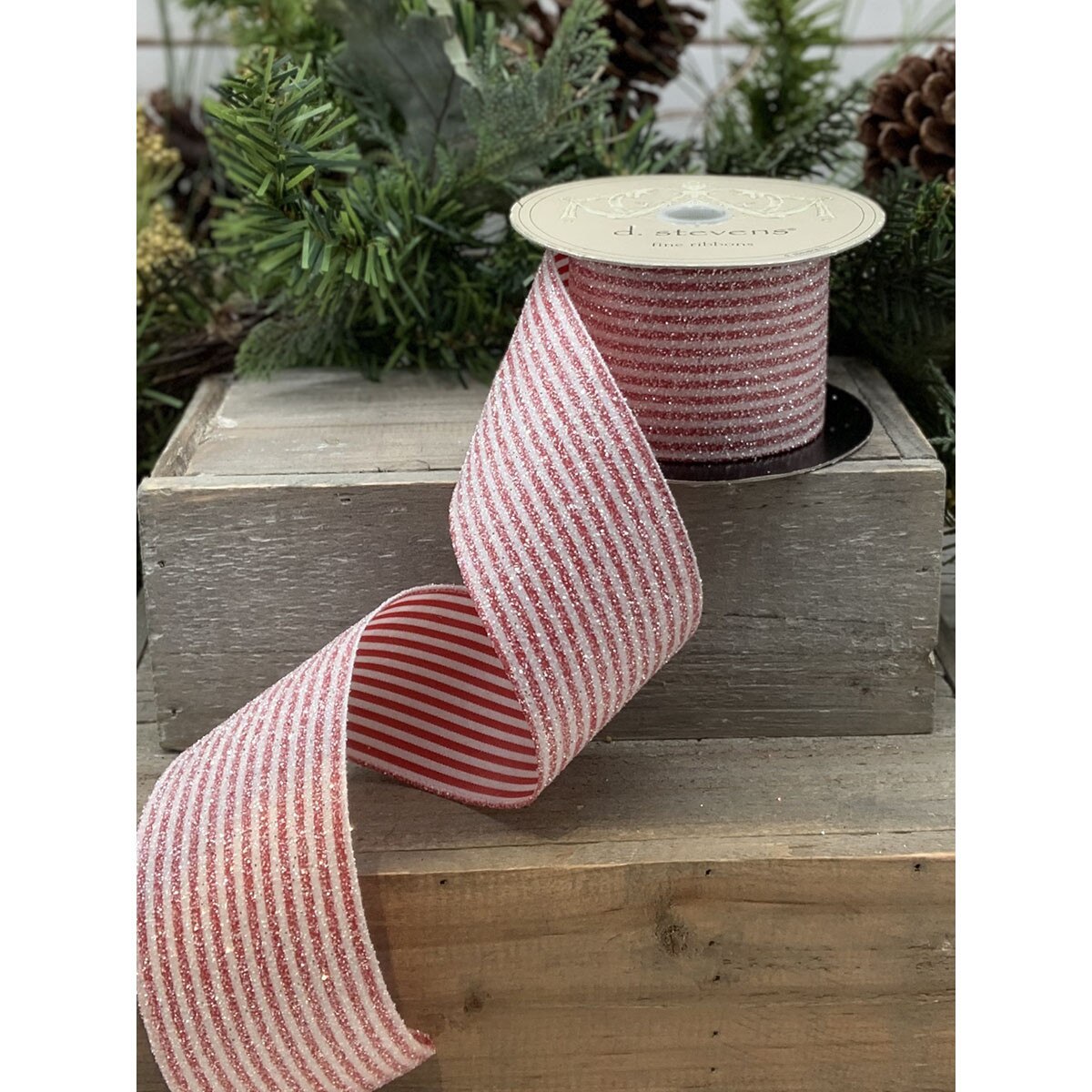 Satin Red-White Candy Stripe Ribbon 2.5" x 10 Yds