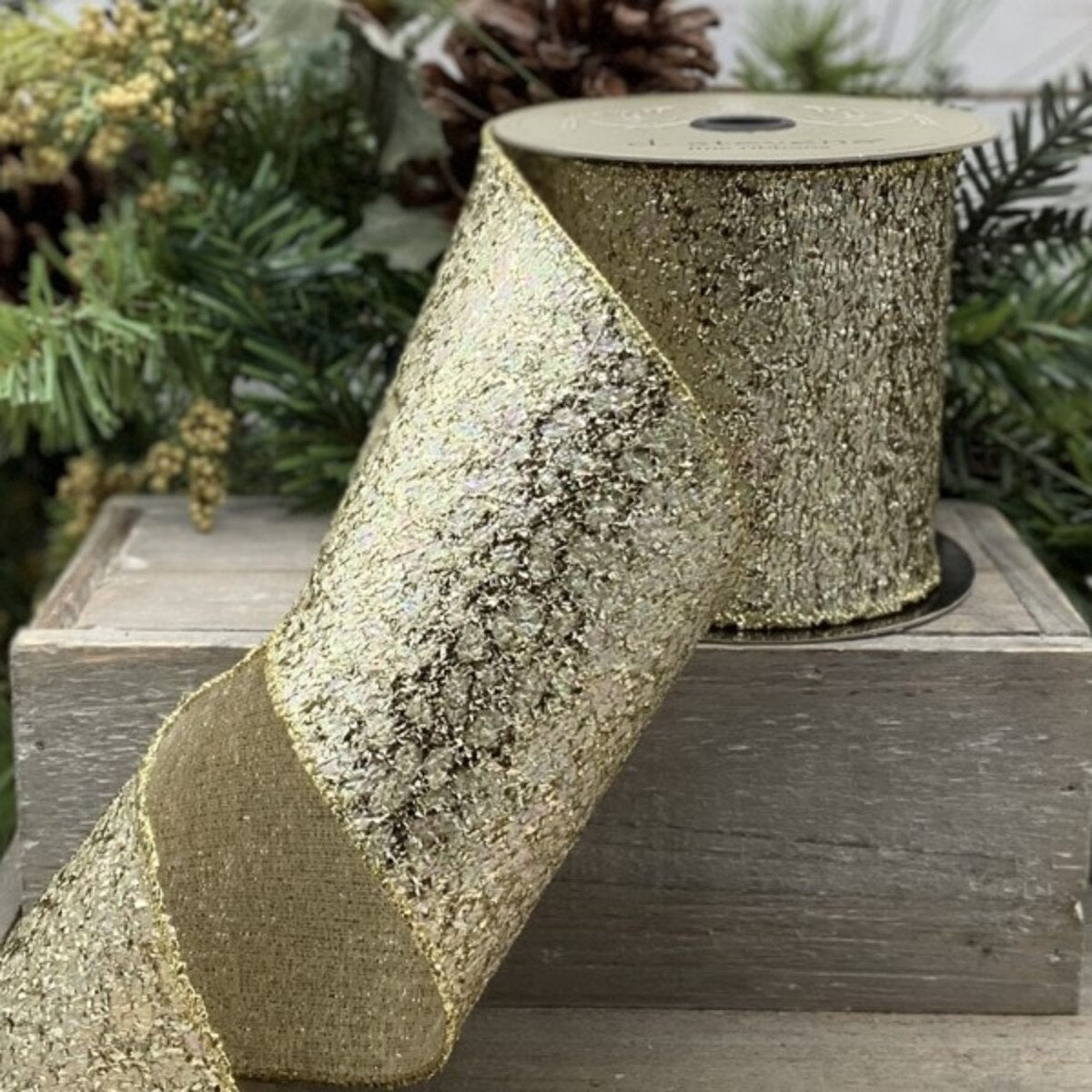 Irid Gold Metallic Mesh Ribbon 4 Inch x 10 Yards