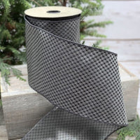 Black-White Jacquard Trellis Ribbon 4 Inch x 10 Yards