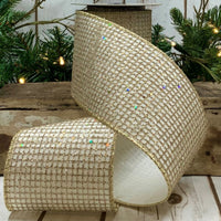 Platinum Ivory Taffeta Glitter Mesh Ribbon 4