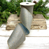Platinum Blue Taffeta Glitter Mesh Ribbon 4