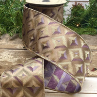 Jacquard Diamond Stitch Ribbon Camel Lavender Green 4