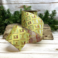 Blue Brick Lime Jacquard Diamond Stitch Ribbon 4