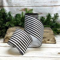 Grosgrain White Ribbon with Black Glitter Stripe 4