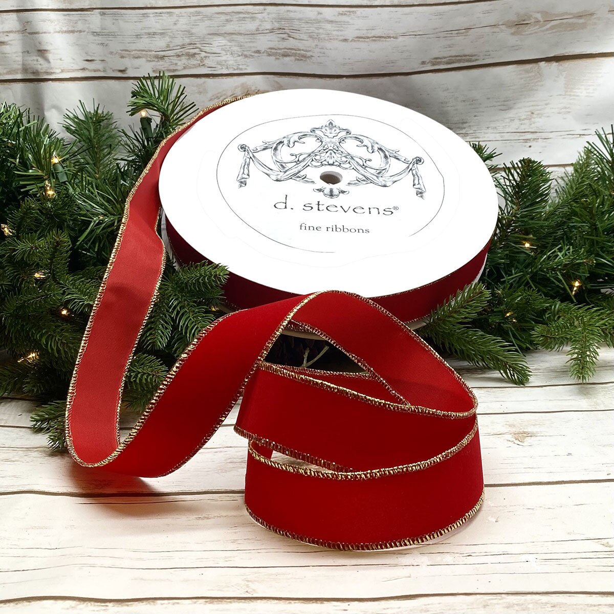 Weather Resistant Red Velvet Gold Edge Ribbon 1.5" x 100 Yds