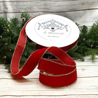Weather Resistant Red Velvet Gold Edge Ribbon 1.5