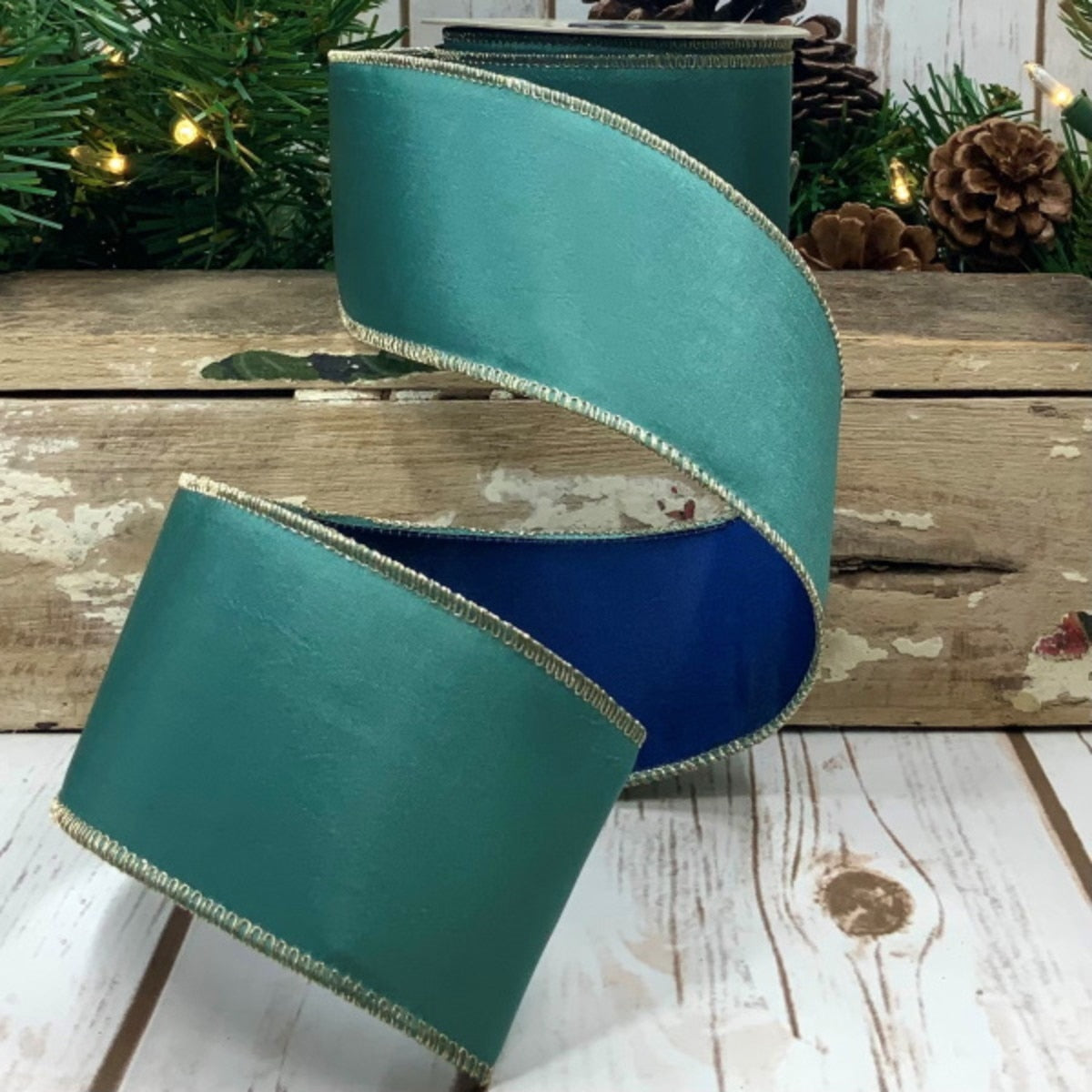 Celadon Navy Taffeta Ribbon 2.5 Inch x 10 Yards