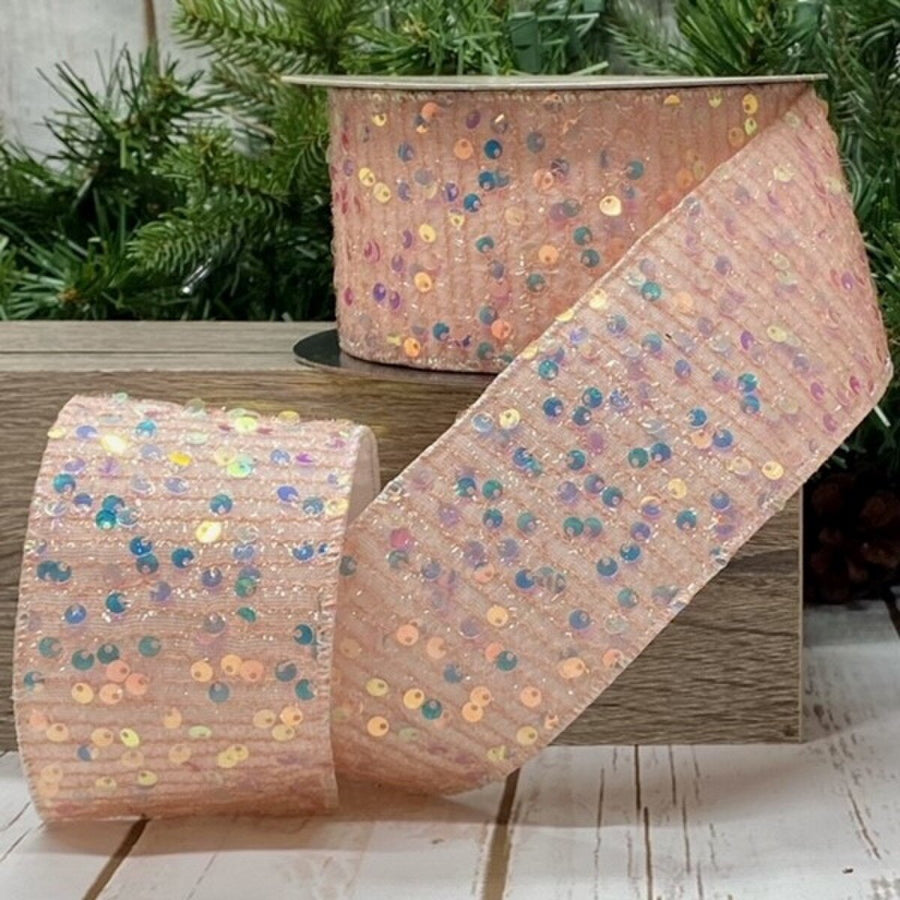 Pink Sequin Tinsel Ribbon 2.5" x 10 Yds