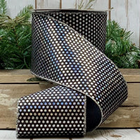 Silver Black Ribbon with Plush Metallic Dots 4