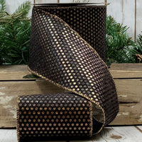 Bronze Black Ribbon with Plush Metallic Dots 4