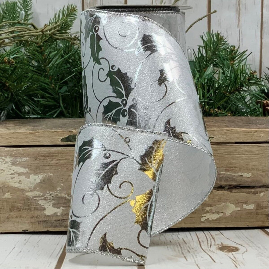 Metallic Silver Foil Ribbon 4 Inch by 10 Yards