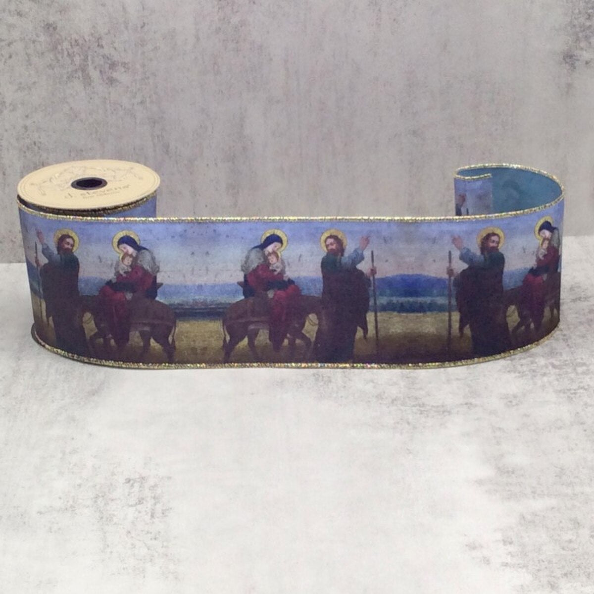 Blue Grosgrain Holy Family Ribbon 4 Inch x 10 Yards