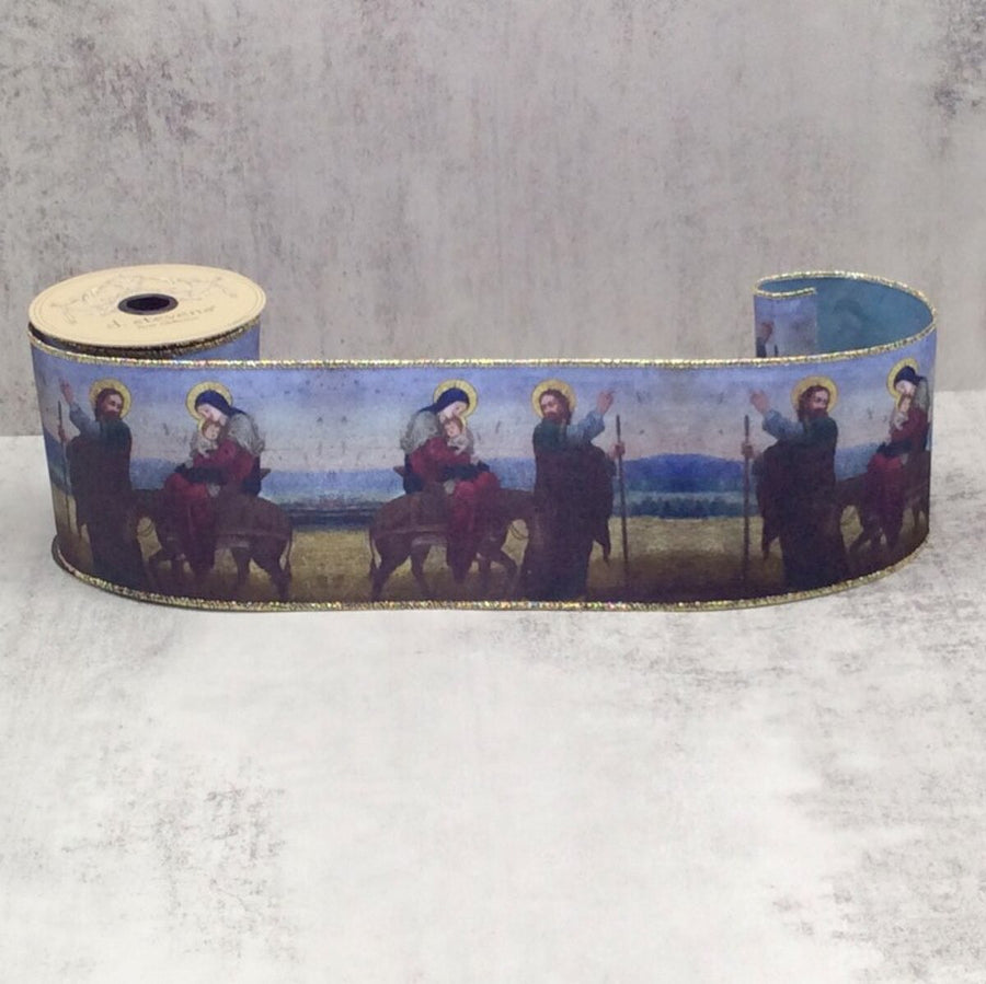 Blue Grosgrain Holy Family Ribbon 4 Inch x 10 Yards