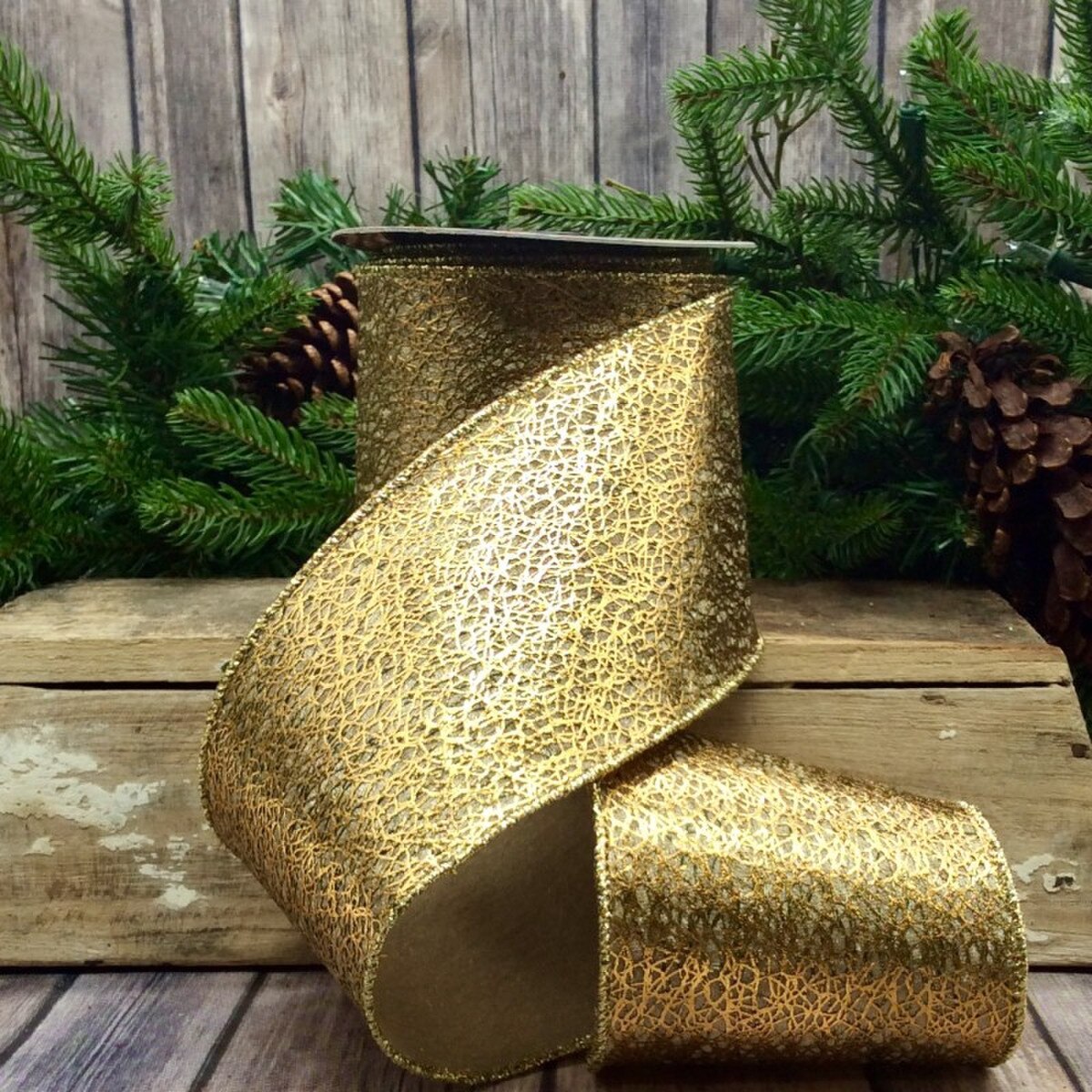 Gold Rayon Webbing Ribbon 4 Inch x 10 Yards