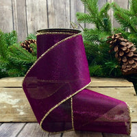Purple Metallic Mesh Ribbon 4 Inch x 10 Yards