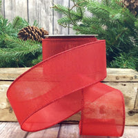 Red Metallic Mesh Ribbon 2.5 Inches x 10 Yards