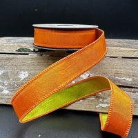 Taffeta Ribbon Double Sided Orange Lime Green 1 Inch x 10 Yds
