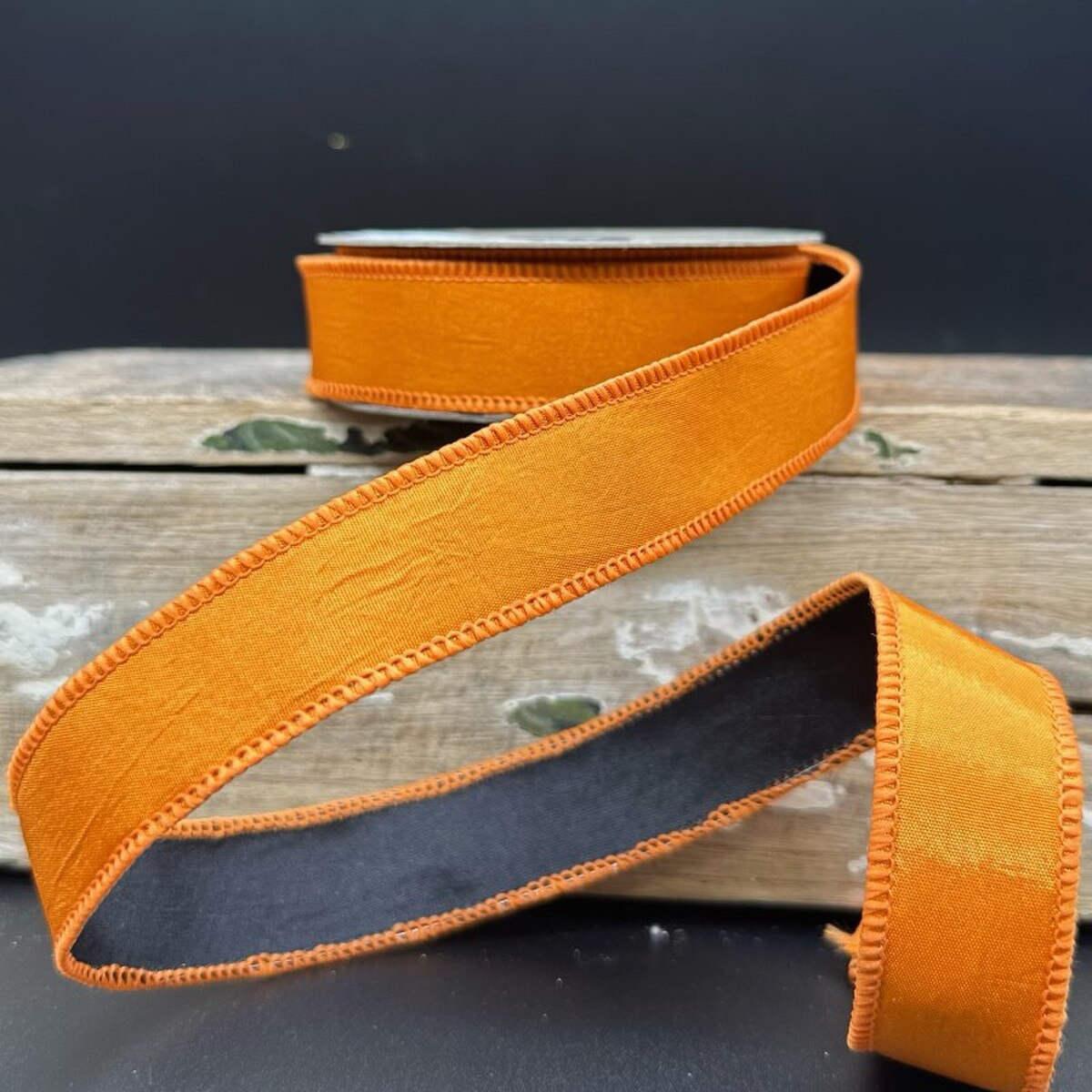 Taffeta Ribbon Double Sided Orange Black 1 Inch x 10 Yds