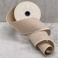 Glitter Faux Linen Ribbon 2.5 Inch x 10 Yards