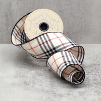 Plaid Flannel Ribbon Red Black Cream 2.5