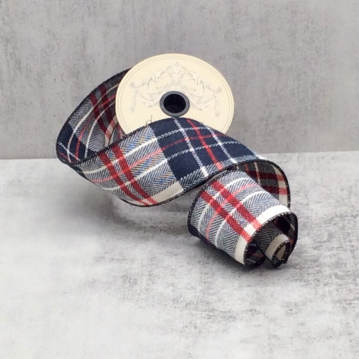 Caden Plaid Flannel Ribbon Red Black White 2.5" x 10 Yds