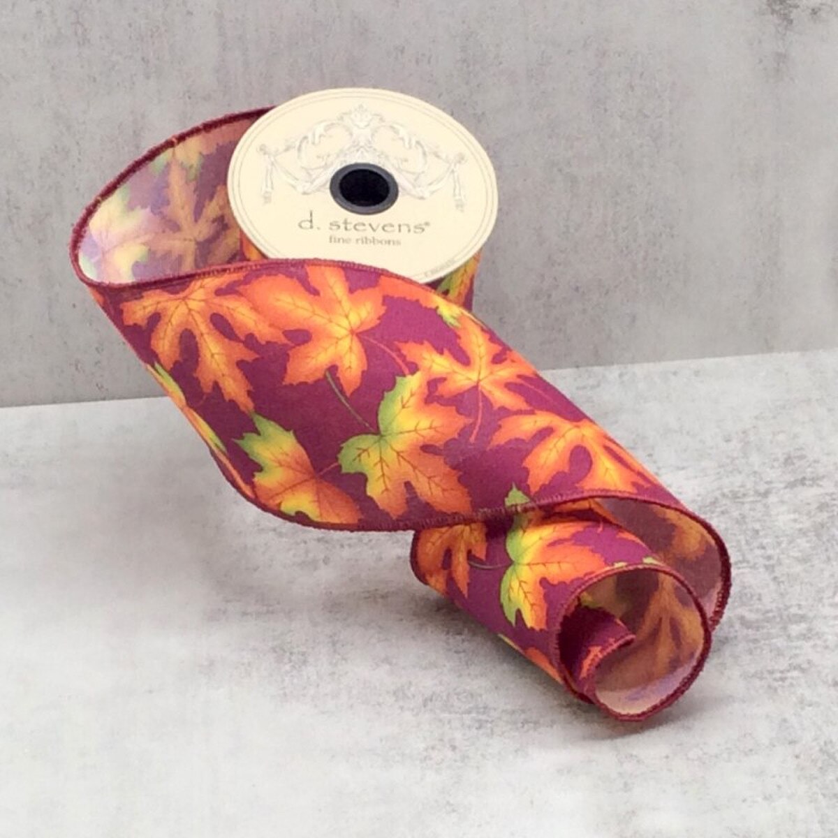 Burnt Orange Aubergine Ribbon Faux Natural Linen 4" x 10 Yds