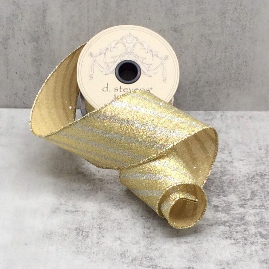 Gold Silver Mesh Glitter Ribbon 2.5" x 10 Yds
