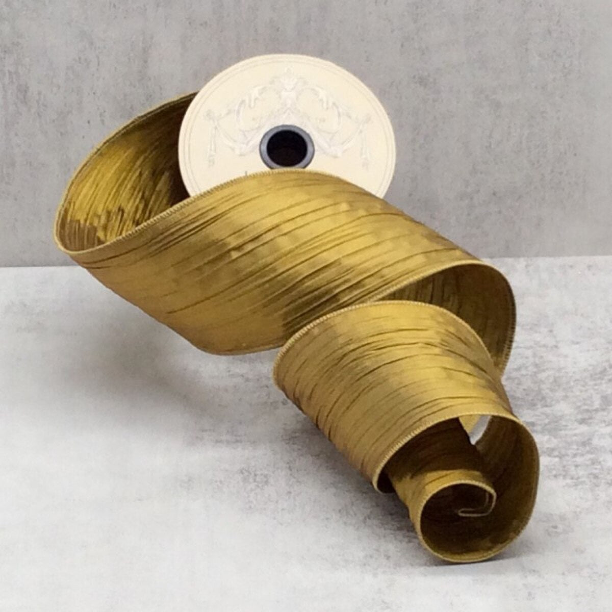 Aztec Gold Crushed Taffeta Ribbon 3 Inch x 10 Yards