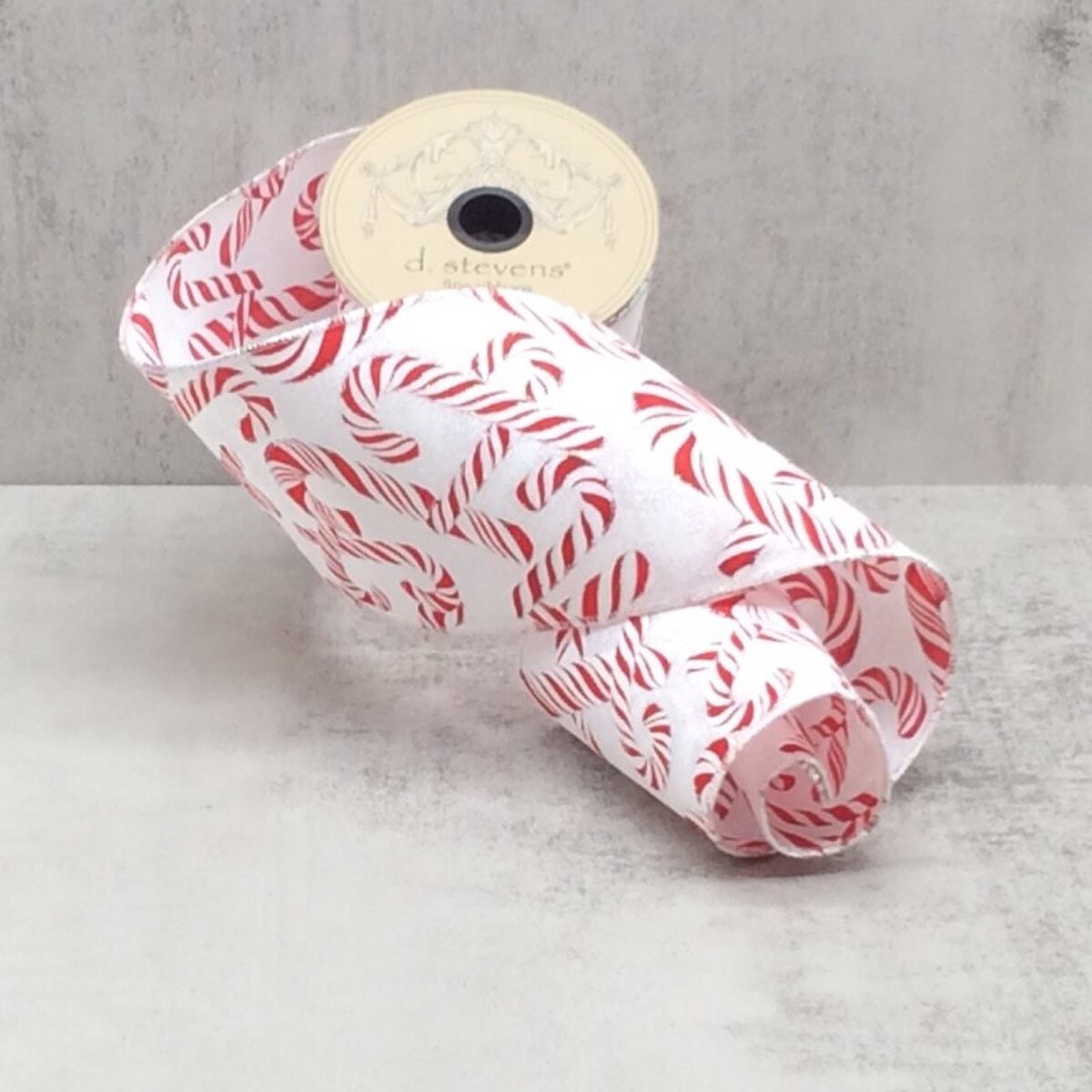 Peppermint Candy Canes Red White Taffeta Glitter Ribbon