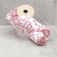 Peppermint Candy Canes Red White Taffeta Glitter Ribbon