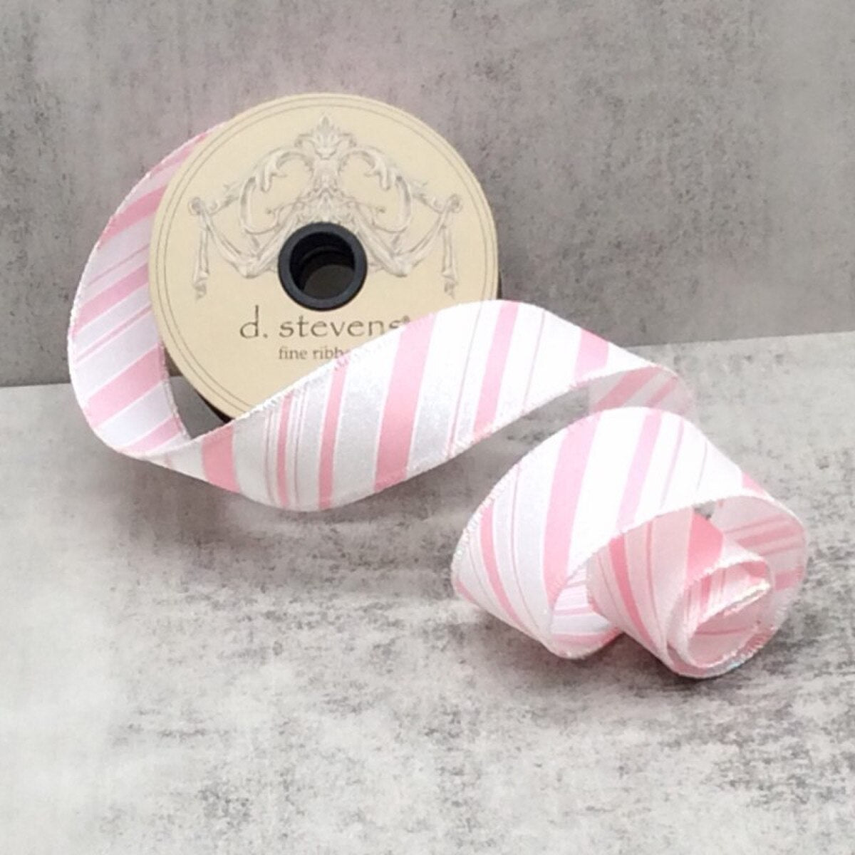 Pink Satin Iridescent Glitter Stripes Ribbon 1.5" x 10 Yds