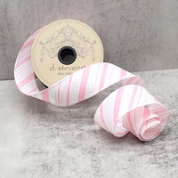 Pink Satin Iridescent Glitter Stripes Ribbon 1.5