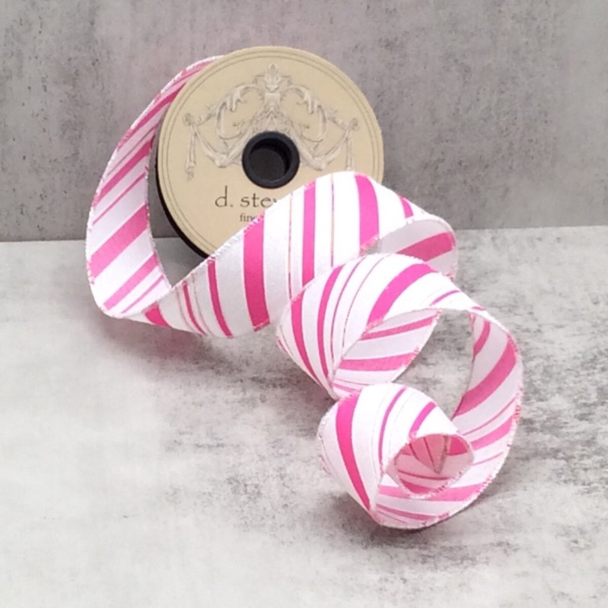 Hot Pink Satin Iridescent Glitter Stripes Ribbon 1.5" x 10 Yds