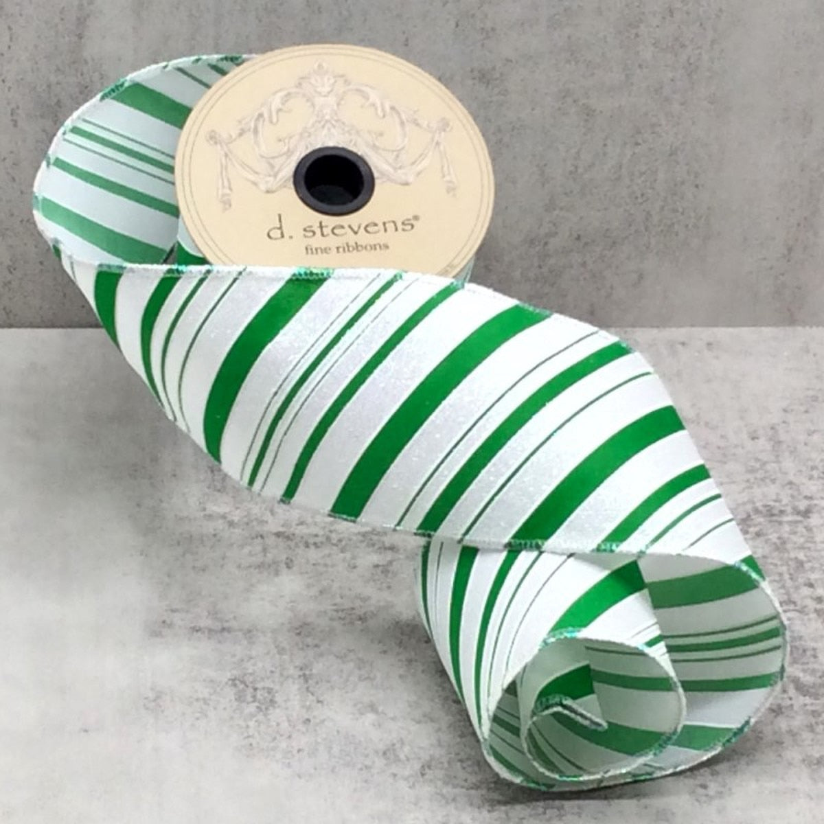 Green Satin Iridescent Glitter Stripes Ribbon 3" x 10 Yds