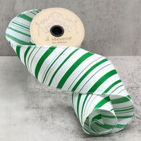 Green Satin Iridescent Glitter Stripes Ribbon 3