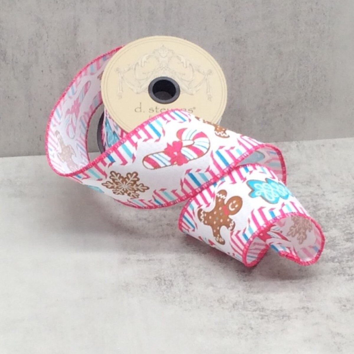 Ginger Bread Cookies Taffeta White Ribbon 2.5" x 10 Yds