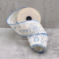 Linen Blue Ribbon 2.5 Inch x 10 Yards for Christmas