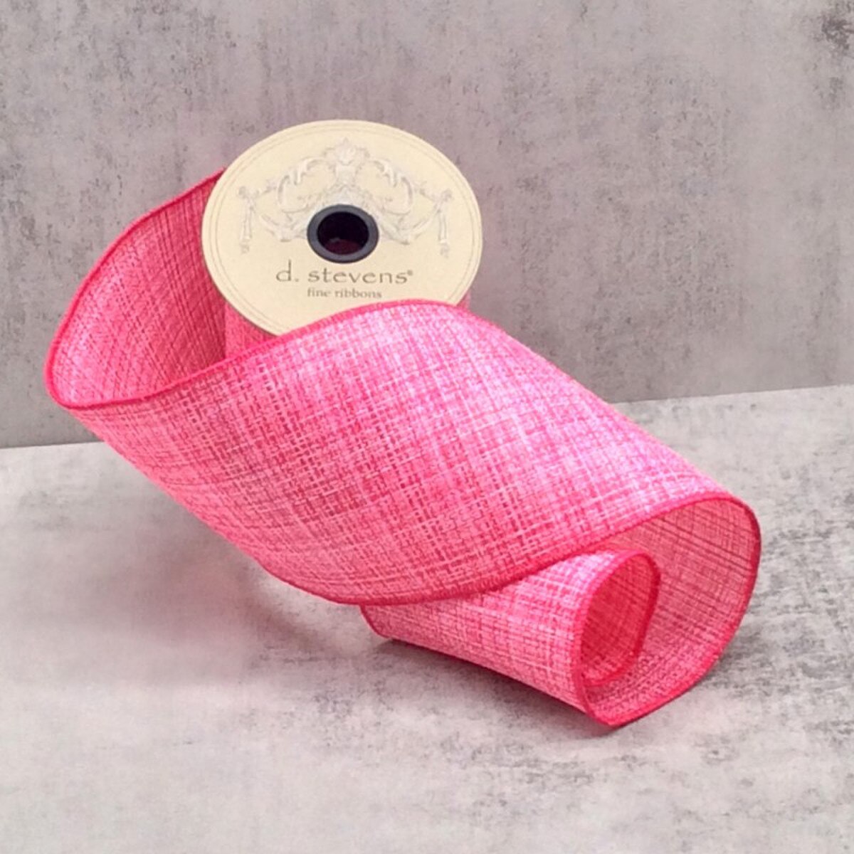 Hot Pink Course Linen Ribbon 4 Inch x 10 Yards