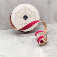 Dark Rose Flocked Velvet Ribbon With Metallic Gold Back 1