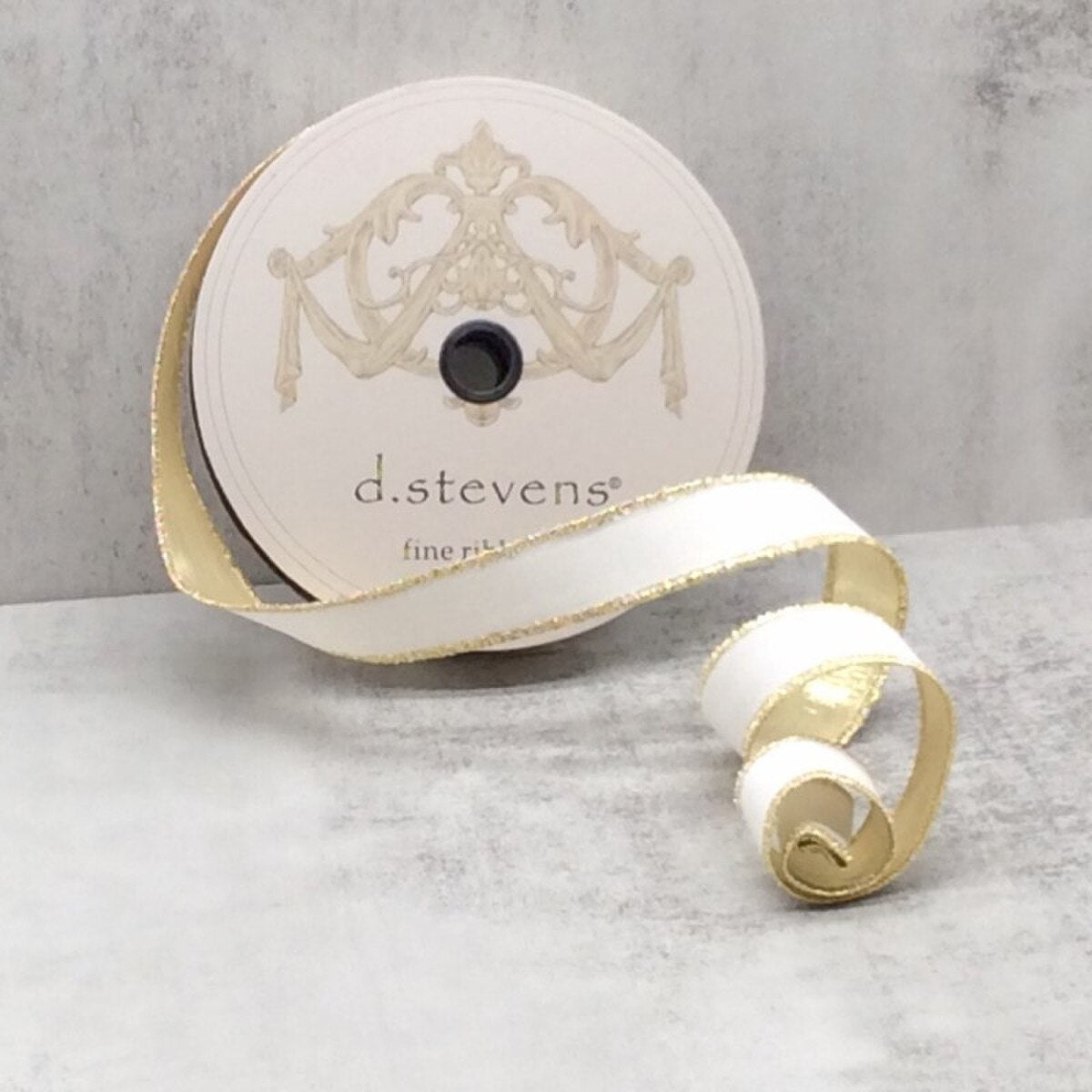 Flocked Velvet Ribbon Metallic Gold Back 1 Inch x 25 Yds