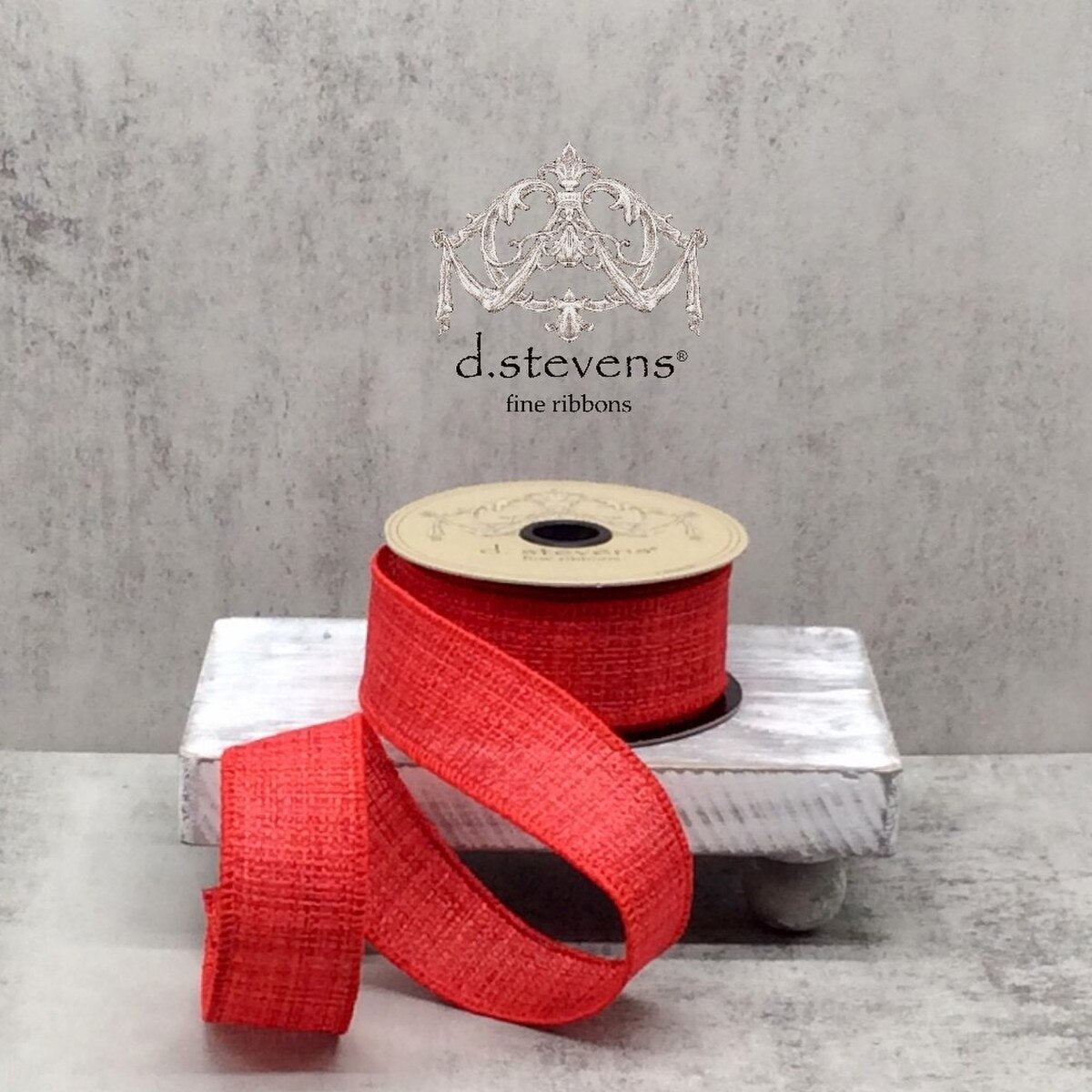 Linen Red Ribbon 1.5 Inch x 10 Yards