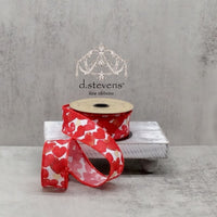 Gold Glitter Linen Heart Stamp White Ribbon 1.5